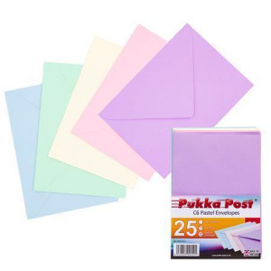 Obálky "Pastel", mix pastelových barev, C6, pogumovaný povrch, PUKKA PAD 9059-ENV