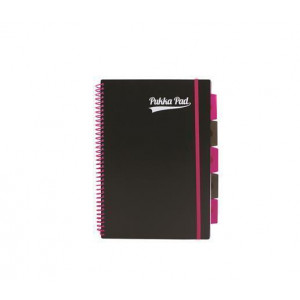 Blok "Neon černý notepad", A4, mix barev, linkovaný, 100 listů, spirálová vazba, PUKKA PAD