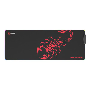 RGB Podložka pod myš, SCORP XL, černá, 800 x 300 mm, 4 mm, Marvo, USB Hub