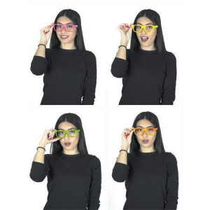 Brýle, neonové barvy, fluorescenční v UV světle, plastové, 4 ks