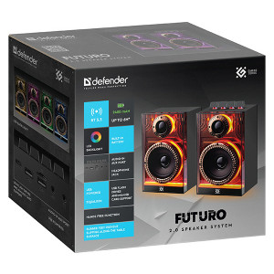 Defender reproduktory FUTURO, 2.0, 20W, černé, AUX/Bluetooth, podsvícené