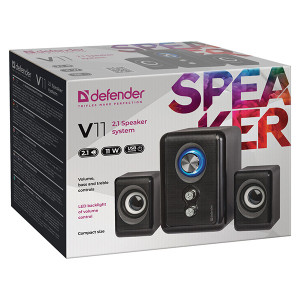 Defender reproduktory V11, 2.1, 11W, černé, regulace hlasitosti, tlačítko napájení, nastavení basů a výšek, 40Hz~18kHz