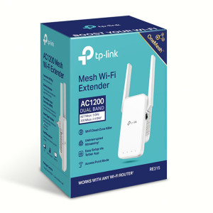 TP-LINK Extender RE315 2.4GHz a 5GHz, extender, IPv6, 867Mbps, fixní anténa, 802.11ac, OneMesh Extender, LAN