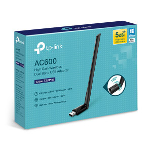 TP-LINK USB klient Archer T2U Plus 2.4GHz a 5GHz, IPv6, 600Mbps, externí pevná anténa, 802.11ac, 5dBi anténa