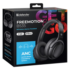 Defender FreeMotion B535 sluchátka s mikrofonem, černá, 2.0, ANC, 40 mm měniče typ USB