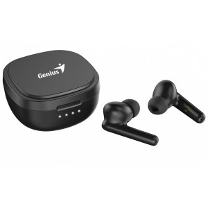 Genius HS-M910BT mikrofon, bezdrátová, černá, 2.0, s nabíjecí krabičkou, sportovní typ USB-C