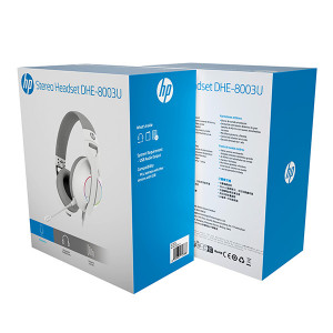 HP DHE-8003U sluchátka s mikrofonem, drátová, bílá, 7.1 surround (virtuálně), podsvícená, USB