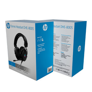 HP DHE-8005N sluchátka s mikrofonem, drátová, černá, 2.0, podsvícená, 3.5 mm jack + USB