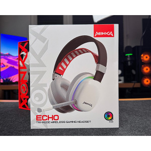 Marvo MONKA ECHO sluchátka s mikrofonem, bílá, podsvícená, Tri-mode
