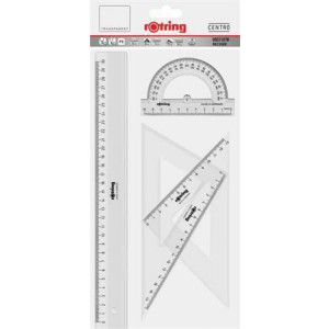Sada pravítek, transparentní, plastové, 4 ks, ROTRING 221370