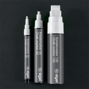 Křídový popisovač, bílá, 5-15 mm, klínový hrot, tekutý, SIGEL BA171