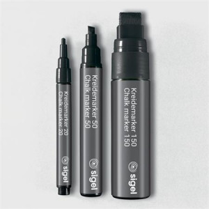 Křídový popisovač, černá, 1-5 mm, klínový hrot, tekutý, SIGEL BA180