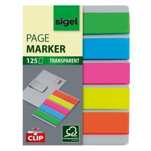Záložky s klipem 5x25 lístků, 12x50 mm SIGEL "Brillant", mix barev