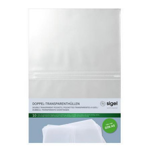 Náhradní obaly do desek na jídelní lístek, transparentní, A5, 10 ks/balení, SIGEL SM181