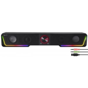 Reproduktor "GRAVITY RGB Stereo Soundbar", černá, 12W, 2x 3,5 mm jack + USB-A, SPEEDLINK SL-830200-B