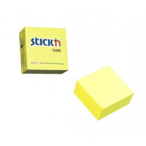 Samolepicí bloček, neonově žlutá, 76 x 76 mm, 400 listů, STICK N 21010