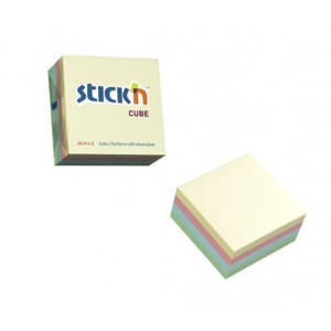 Samolepicí bloček, mix pastelový barev, 76 x 76 mm, 400 listů, STICK N 21013