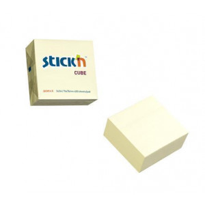 Samolepicí bloček, pastelově žlutá, 76 x 76 mm, 400 listů, STICK N 21072