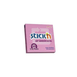 Samolepicí bloček, růžová, 76x76 mm, 100 listů, STICK N 21554