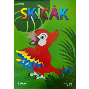 Skicák, kreslicí karton A4, 10 listů, 180g/m2, bílá, STEPA