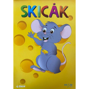 Skicák, kreslicí karton A4, 20 listů, 180g/m2, bílá, STEPA