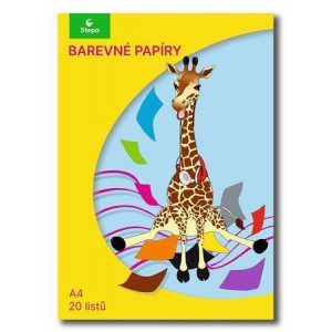 Barevný papír A4/20/80g, 20listů, STEPA