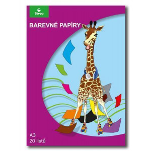Barevný papír A3/20/80g, 20listů, STEPA