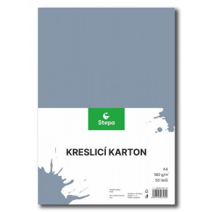 Kreslicí karton barevný A4/50/180g - šedá, STEPA