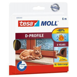 Gumové těsnění "tesamoll® D profil 5393", hnědá, 9 mm x 6 m, TESA