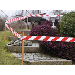 Bariérová výstražná páska "58137", červená-bílá, 80 mm x 100 m, TESA