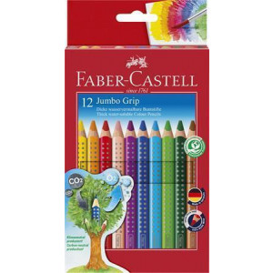 Barevné pastelky "Jumbo Grip", 12 barev, trojhranné, FABER-CASTELL