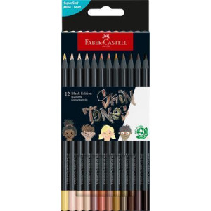 Barevné pastelky "Black Edition", 12 tělových barev, trojhranné, FABER-CASTELL 116414
