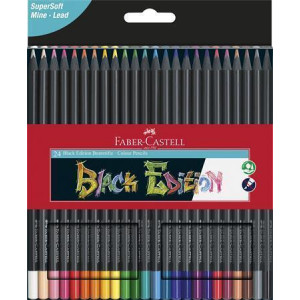 Barevné pastelky "Black Edition", 24 barev, trojhranné, FABER-CASTELL 116424