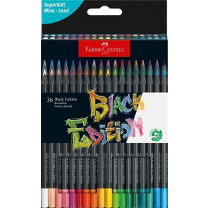 Barevné pastelky "Black Edition", 36 barev, trojhranné, FABER-CASTELL 116436