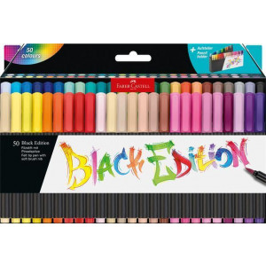 Fixy "Black Edition", 50 barev, kartonový stojánek, FABER-CASTELL 116454
