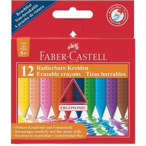 Voskovky "Grip", 12 barev, mazatelné, FABER-CASTELL