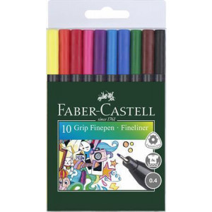 Linery "Grip", 10 barev, 0,4 mm, FABER-CASTELL