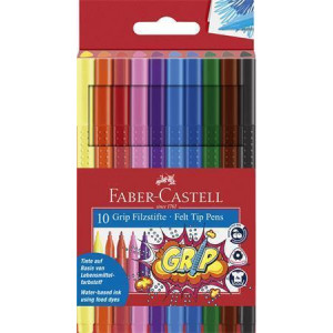Fixy "Grip", 10 barev, trojhranné, FABER-CASTELL