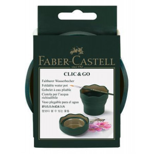 Kelímek na štětce "Click&Go", zelená, plast, FABER-CASTELL 181520