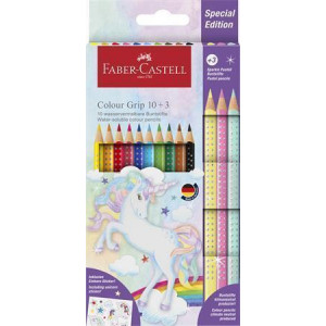 Barevné pastelky "Grip", 13 barev, trojhranné, jednorožec, FABER-CASTELL 201542
