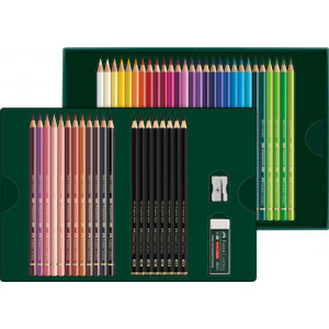 Barevné pastelky "Polychromos & Pitt Graphite Matt", 40 barev, 50 ks, sada, FABER-CASTELL 210054