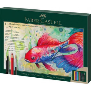 Akvarelové pastelky "Albrecht Dürer & Pitt Artist Pen", 17 barev, 21 ks, sada, FABER-CASTELL 217552