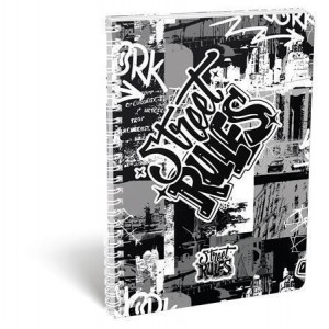 Spirálový sešit "Street Rules", A4, čtverečkovaný, 70 listů, LIZZYSULI 7500163003