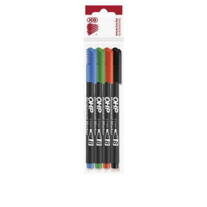 Permanentní popisovač, OHP, B, 4 barvy, 2-3mm, ICO