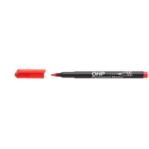 Permanentní popisovač, OHP, M, červená, 1-1,5mm, ICO