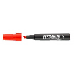 Permanentní popisovač "Permanent 12", červená, 1-4mm, klínový hrot, ICO