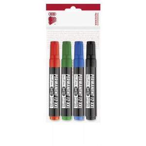 Permanentní popisovač "Permanent 12 XXL", 4 barvy, 1-4mm, klínový hrot, ICO
