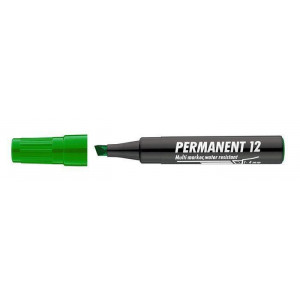 Permanentní popisovač "Permanent 12", zelená, 1-4mm, klínový hrot, ICO