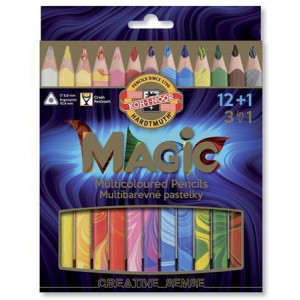 Multibarevné pastelky "Magic 3408", sada různých barev 12+1, trojhranné, KOH-I-NOOR