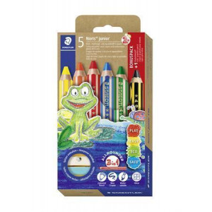 Barevné pastelky "Noris junior 140", 5 barev, 3v1, šestihranné, sada, STAEDTLER 140 C6P1